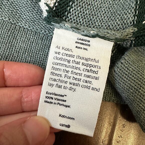 KOTN Knit T-Shirt Teal Green Striped SS Pullover Oversized Retro 90s - Picture 6 of 7